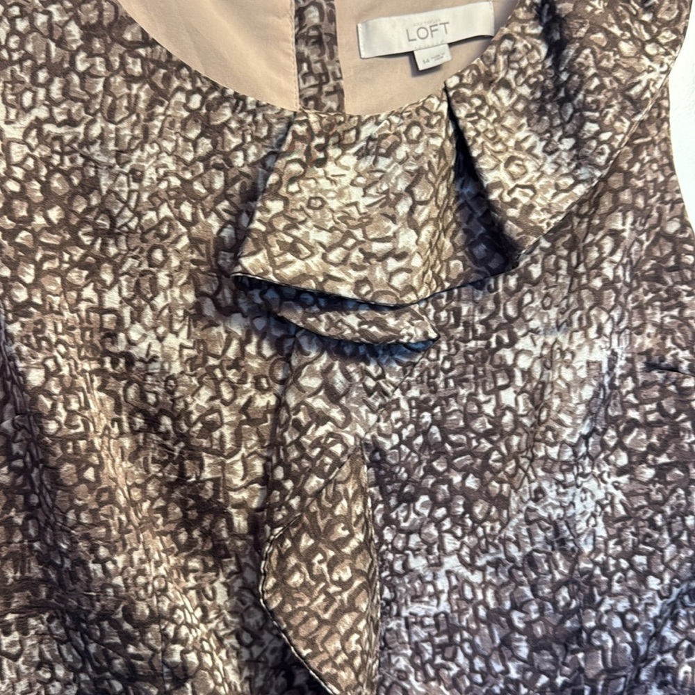 LOFT Brown Tan Sheath Dress Sleeveless Scoop Neck - Picture 3 of 7